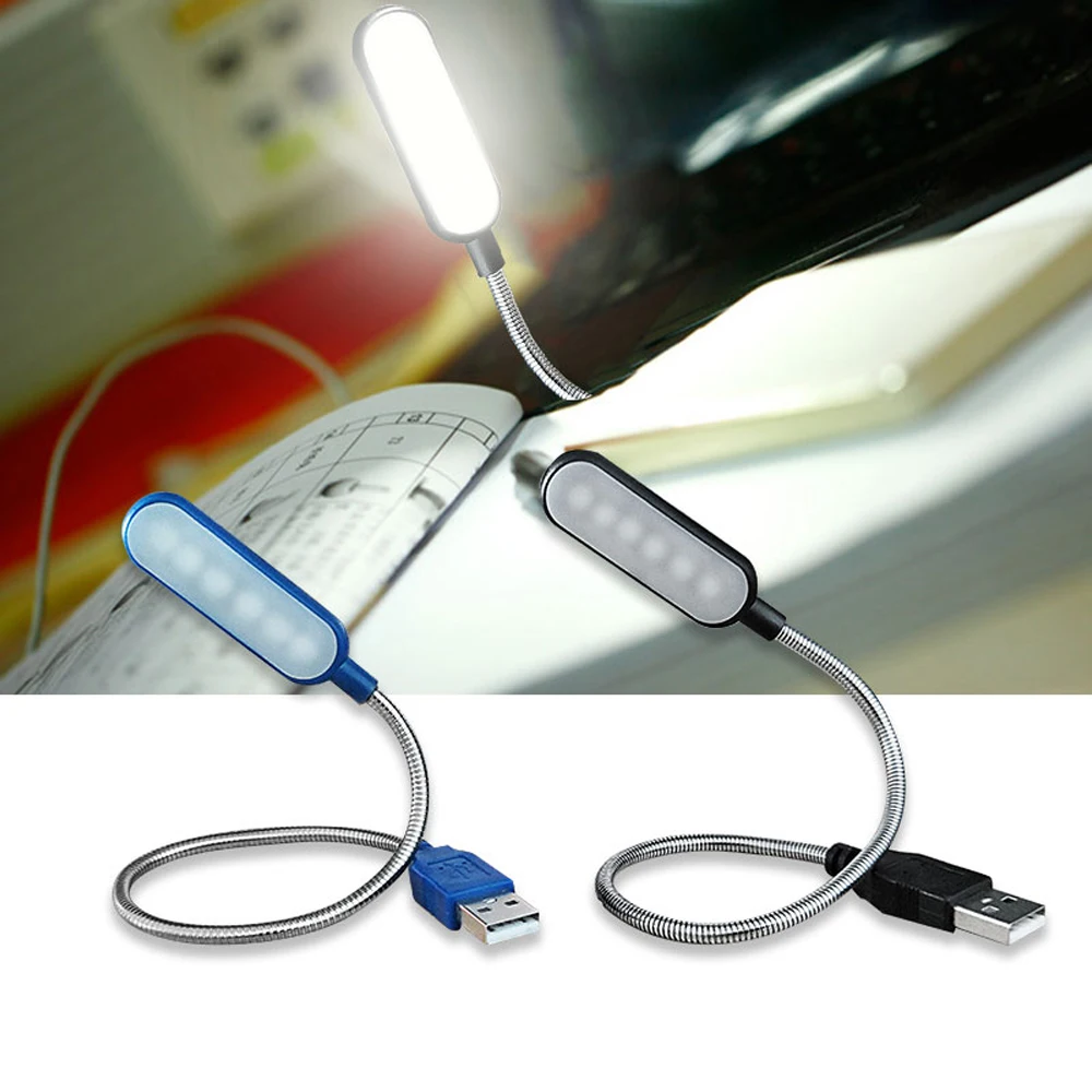 Mini usb led livro luz 6 leds flexível lâmpada de mesa leitura sem cintilação proteção para os olhos lâmpada para banco potência portátil notebook pc