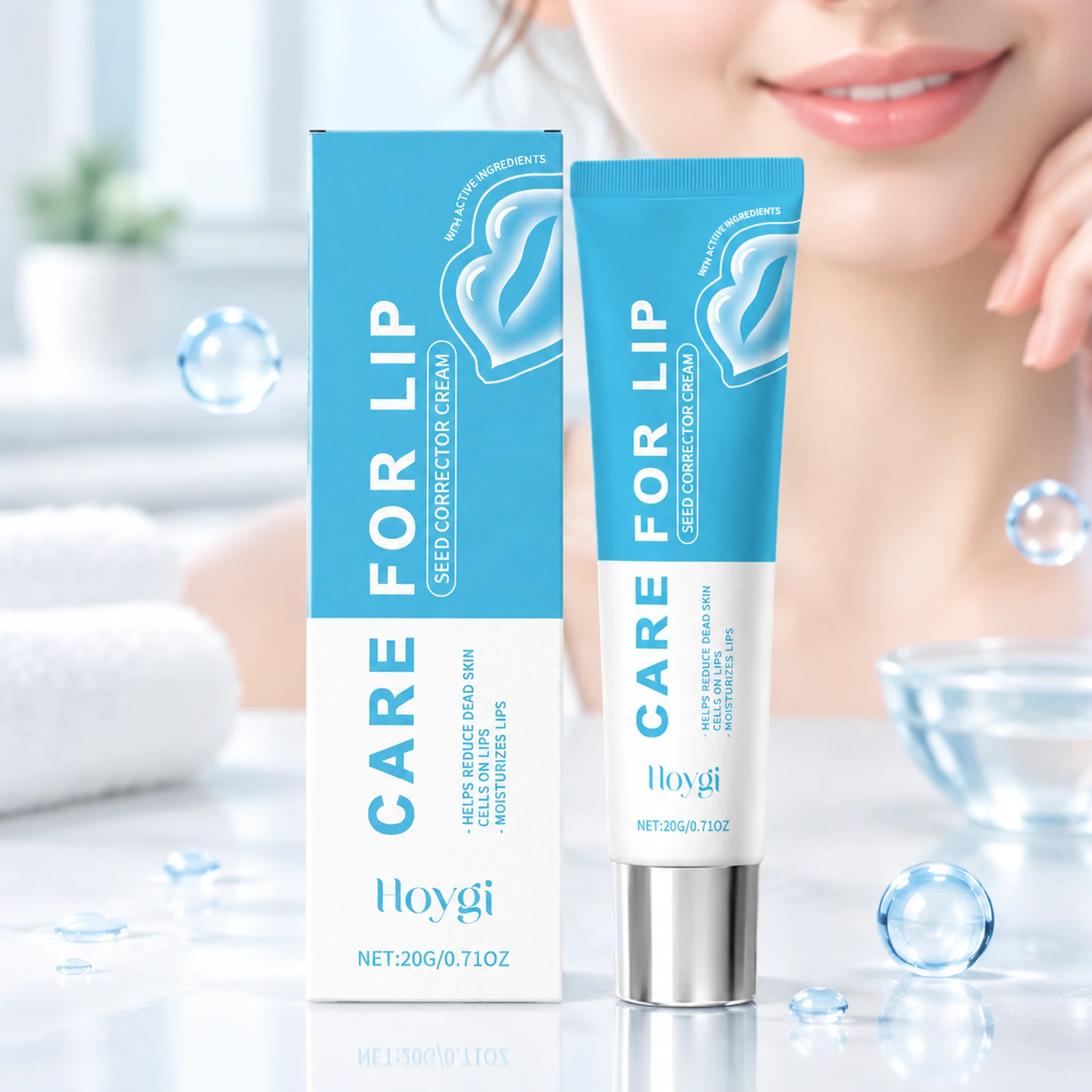 Lip Moisturizing Cream with Hyaluronic Acid, Deep Hydrating Lip Care for Dry & Chapped Lips, Long-Lasting Soft & Plump Lips, 20g