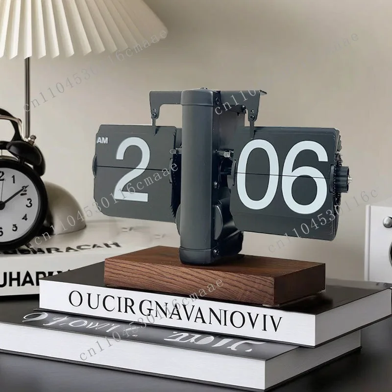 New solid wood base European style clock Mechanical page turning  Household decoration page turning  Living room