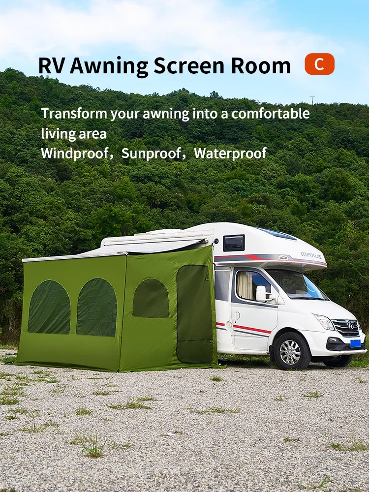 Caravan Awning Tent RV Screen Room Family Room Camper Privacy Room Sunshade Campervan Tent Outdoor Camping Shelter