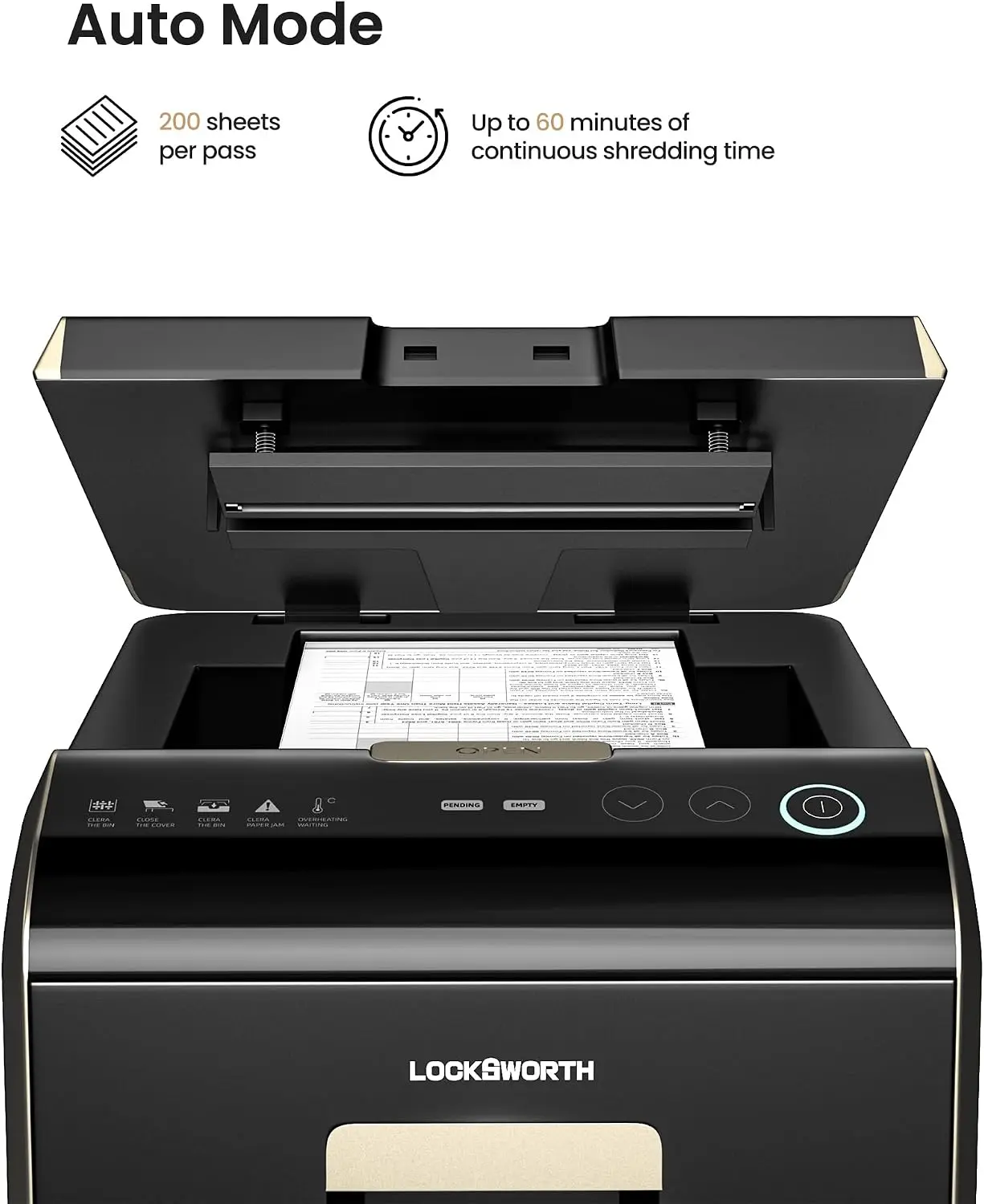Micro-Cut Paper Shredder with 200-Sheet Capacity, P-5 High-Security Heavy-Duty Document Shredder for Home Office Use