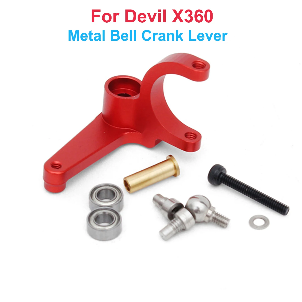 ALZRC - Devil X360 Metal Bell Crank Lever + ALZRC - Devil X360 Metal Shapely Reinforcement Plate Assembly - Red