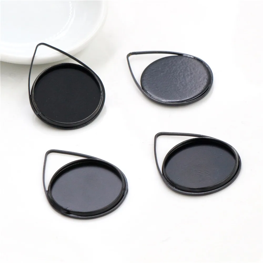 10pcs 20mm Inner Size Silver Plated Bronze Black Gold Material Drop Style Handmade Cabochon Bases Cameo Base Pendant