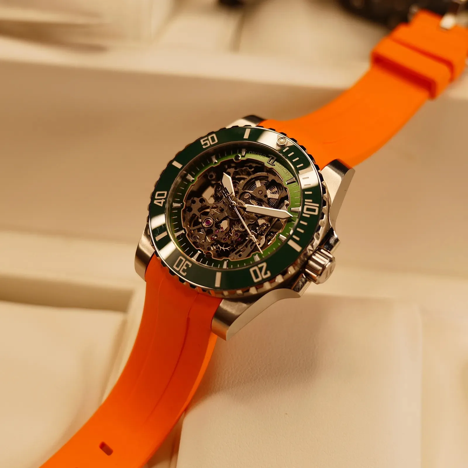 OBLVLO Мужские автоматические часы 40 мм Роскошные механические наручные часы с вырезом циферблатом 20ATM Водонепроницаемые сапфировые светящиеся керамические безели