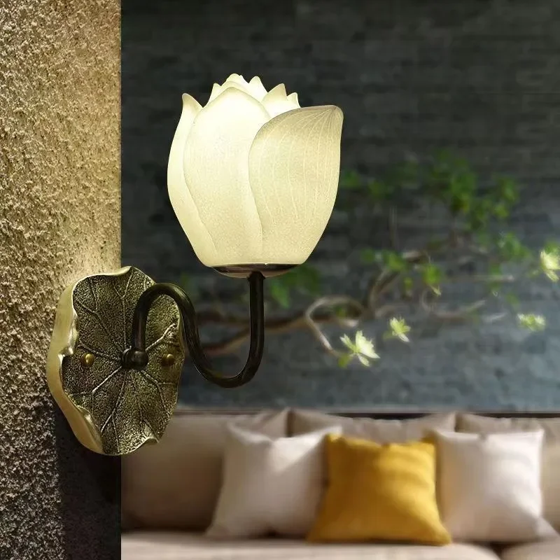 APRIL Contemporary Lotus Wall Lamp Art Living Room Bedroom Tea Room Corridor Decorative Light