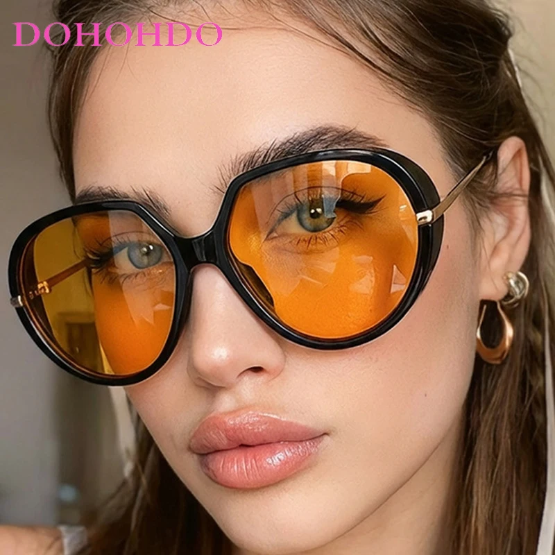 

2026 Vintage Big Frame Oval Metal Legs Women Sunglasses Luxury Classic Punk Men Eyewear Outdoor Driving Sunglasses Unisex UV400