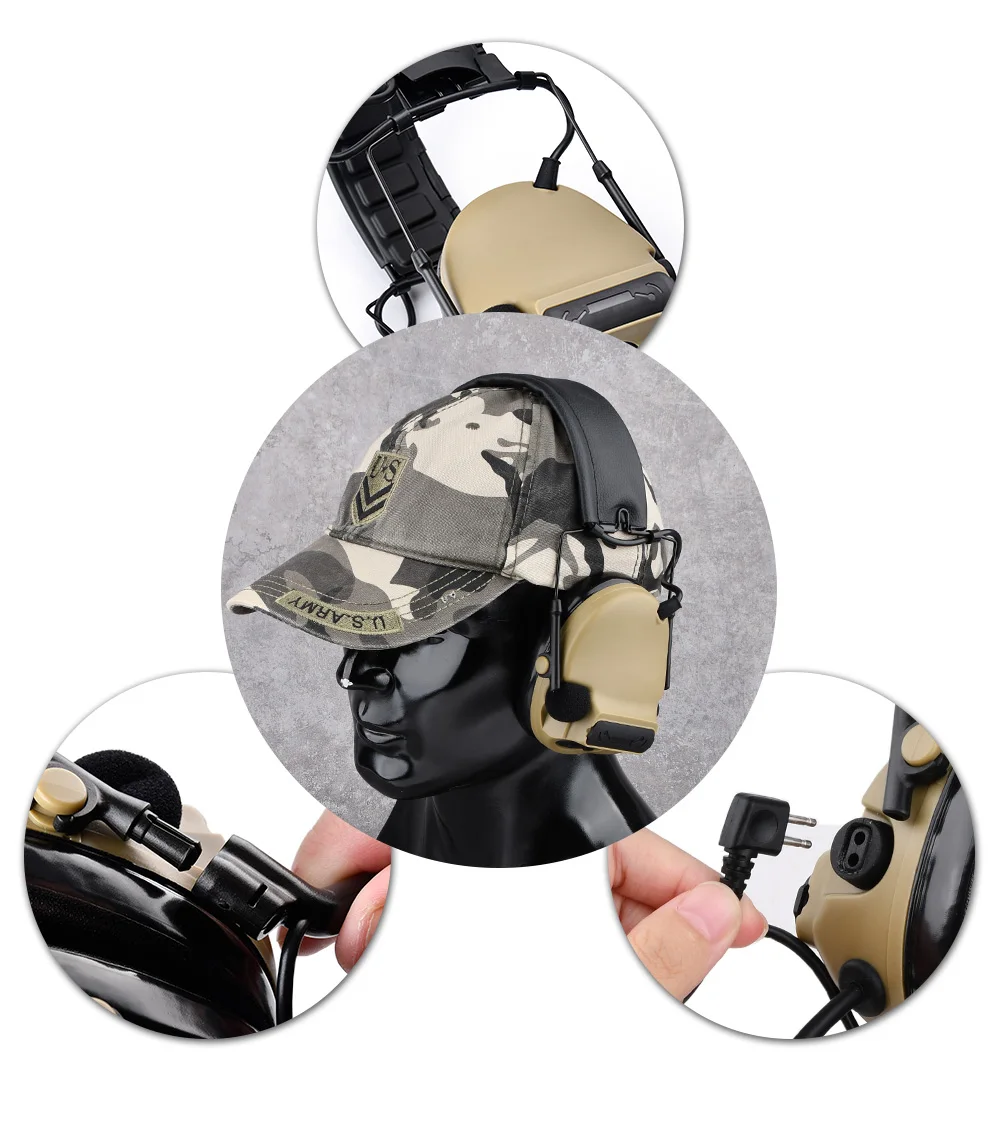 WADSN Taktischer Gehörschutz-Kopfhörer mit Kommunikationsfunktion für Helm-ARC-Schienenmontage, Praktisches Taktisches Zubehör für Outdoor-Aktivitäten – Detail 4