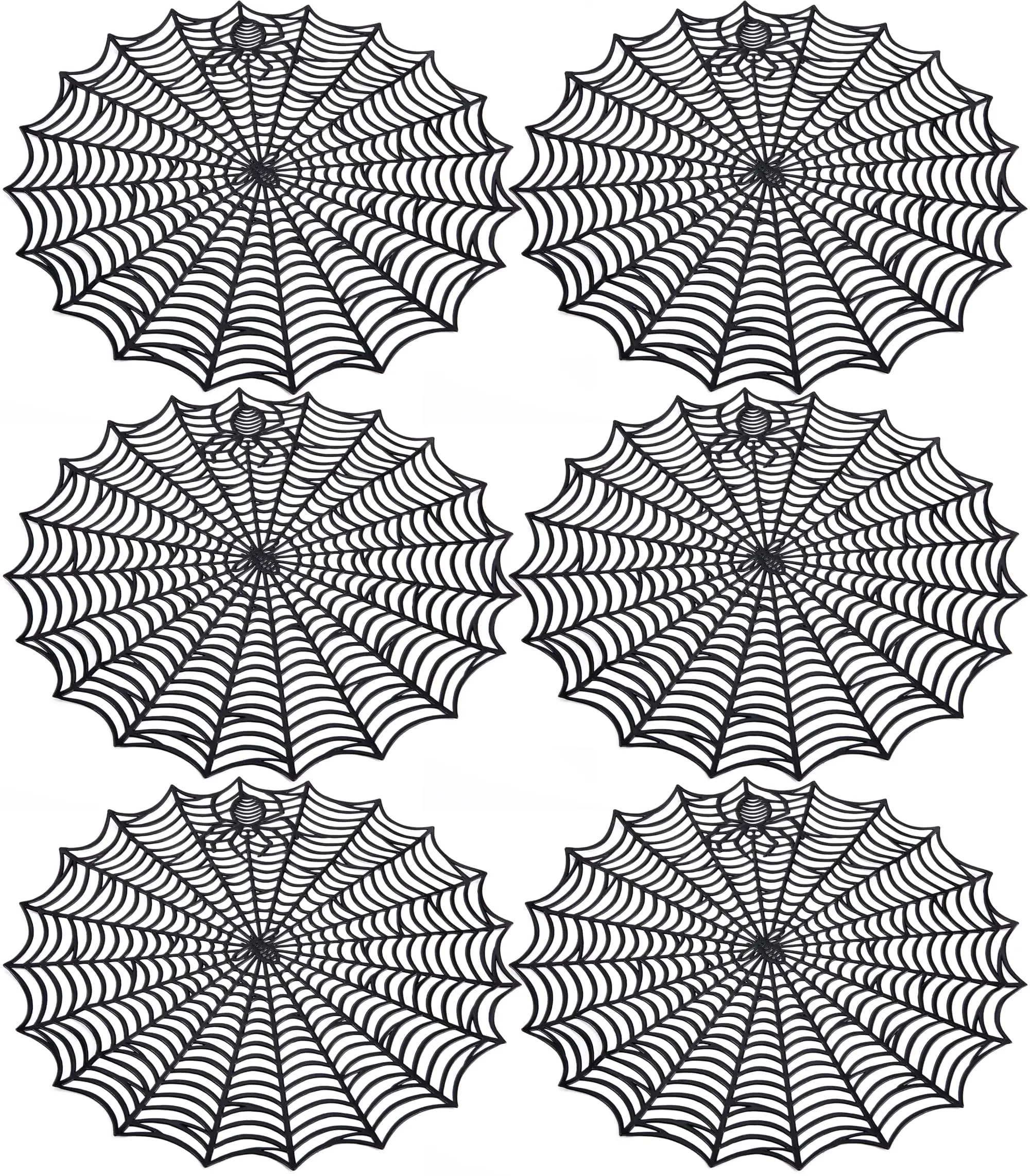 

Halloween Spider Web Placemats,15"Heat Insulation Halloween Placemats,Hollow Out Spiderweb Placemat for Dining Table Party Decor