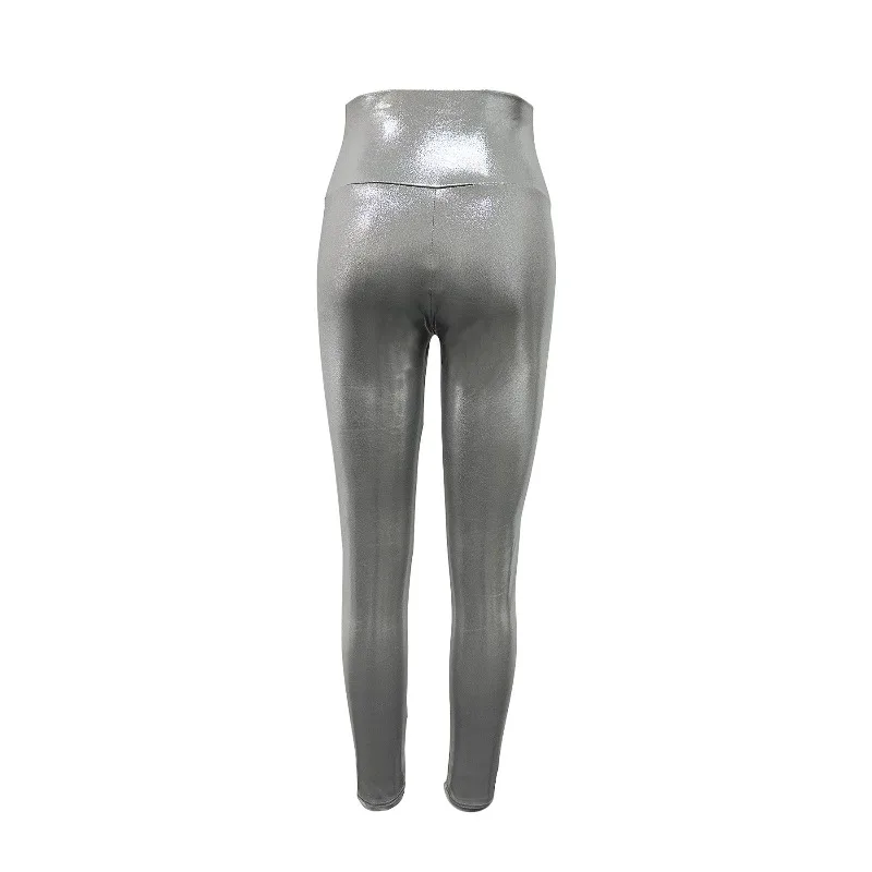 Slim Fit Gold Foil Yoga Pants High Waist 9 Inch Breathable Workout Leggings for Women