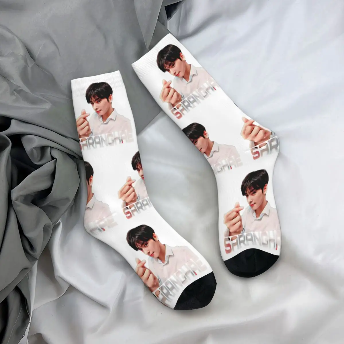 Cha Eun Woo Hearts Kpop Fans Middle Socks for Women Men Merchandise Spring Autumn Winter k-pop idol Cute Long Socks Breathable