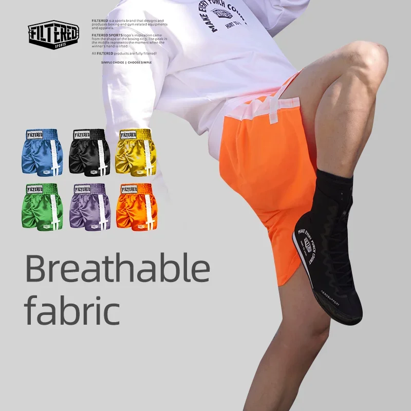 FILTERED Sports Men\'s Breathable Professional Boxing Training Shorts Loose Fit Fight Pants Drawstring Kickboxing Shorts BMY060