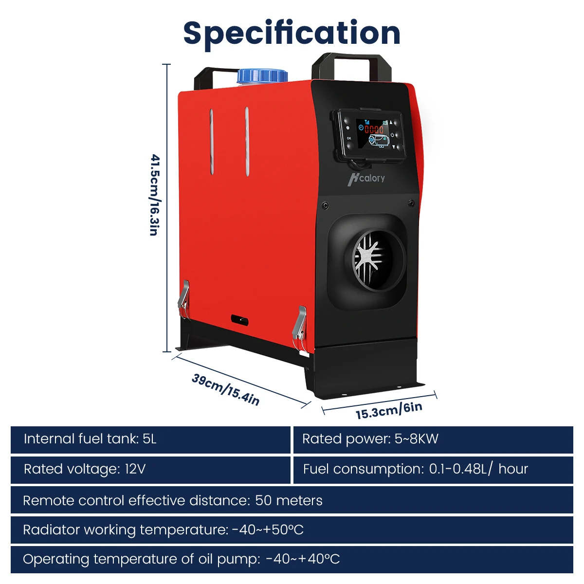 Hcalory 5KW-8KW 12V  All in One Car Heater Diesel Single Hole LCD Monitor Parking Warmer For Car Truck Bus Boat RV Air Heater