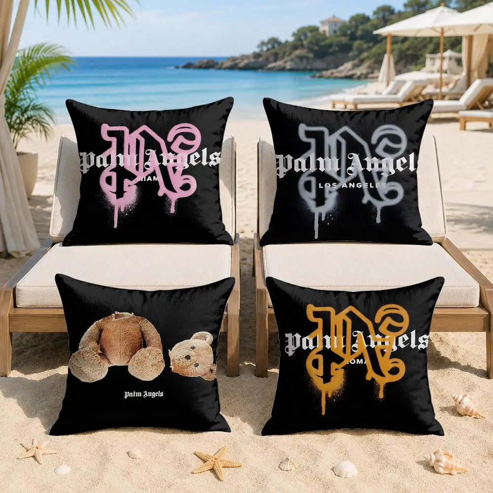 P-Palm Angels Fashion Cushion Cover Silky Short Plush Invisible Zipper Dustproof Sofa Pillow Case For Home Decor