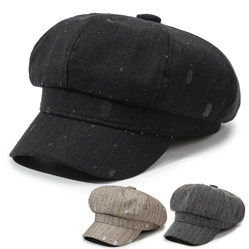 Women's Octagonal Beret for Spring and Autumn – Stylish, Versatile Short‑Brim Beret, Sweet and Cute, Face‑Slimming Artist Hat