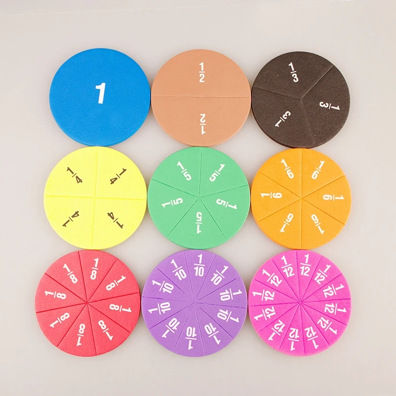 51Pcs EVA Round Shaped Fractions Instrument Montessori Math Educational Toys Math Teaching Gifts Student Learning Tool