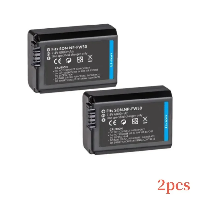 Set batterie fotocamera 6800mAh NP-FW50 compatible avec Sony alpha6000, A6500,A6300,A6400,A7,A7II,A7RII,A7SII,A7S, A7lt, A7R