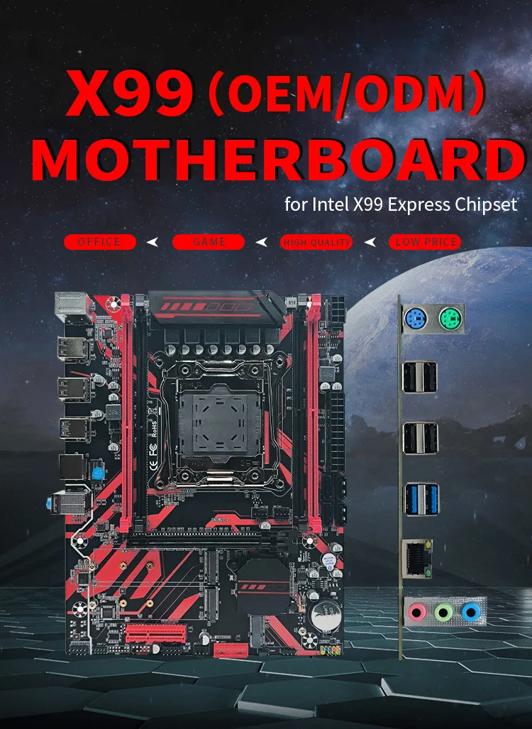 X99LGA2011-3 Pin Computador Motherboard, DDR4 Quatro Canais Memória, E5, V3V4 CPU, Novo