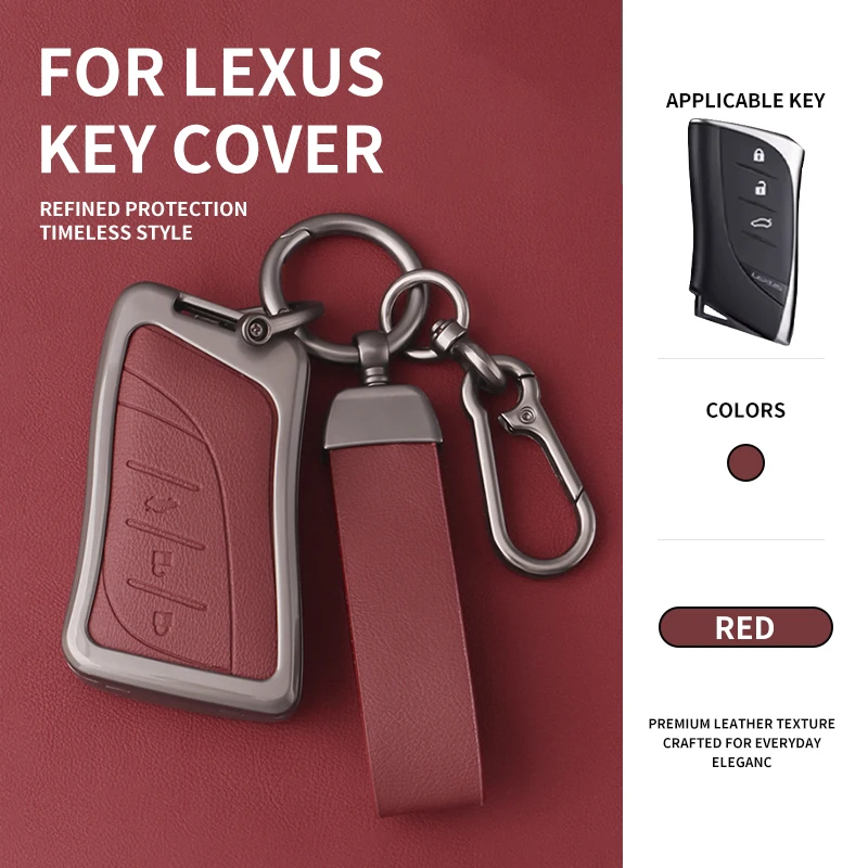 For Lexus 2024 2023 ES250 ES300h ES350 GX550 LC500 LC500h LS500 LS500h LX600 NX250 NX350 Metal Leather Key Case funda llave