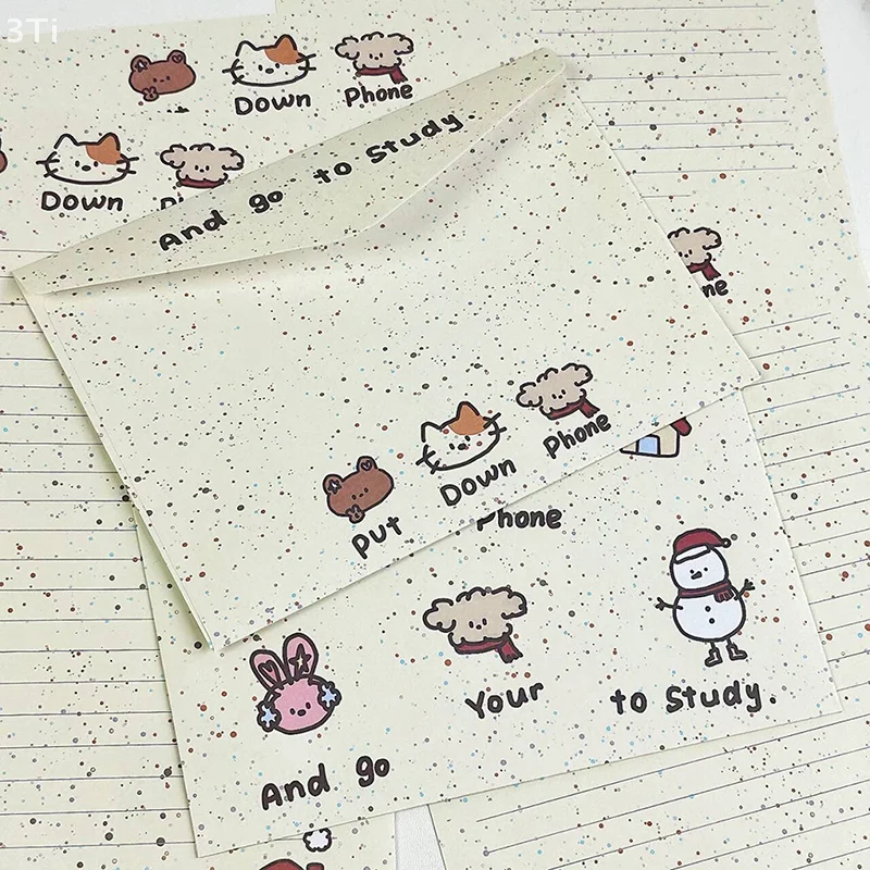 1Set Cartoon Small Animal Envelope Set Cute Letter Paper Blessing Birthday Card Gift With Envelope Hand Drawn Cards Gift