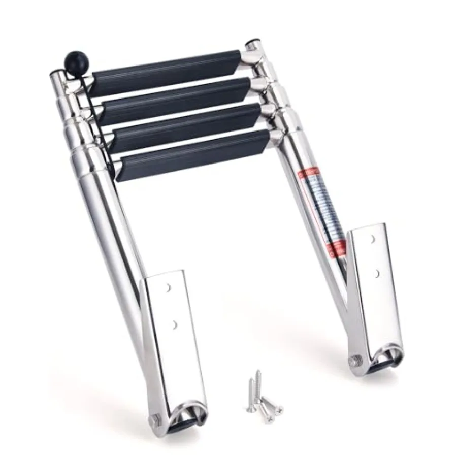 

Telescoping Boat Ladder Marine-Grade 16 Stainless Steel 900lb Capacity Anti-Slip Treads and Dual Handrails Collapsible for Pont
