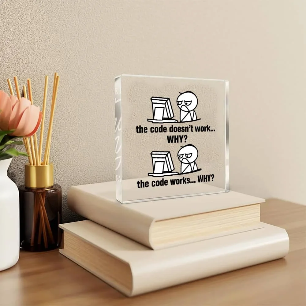 CIFBUY Kristall-Acryl-Desktop-Ornament, 3D-Programmierer-Geschenk, Heim- und Büro-Schreibtischdekoration, einzigartiges Plakettengeschenk