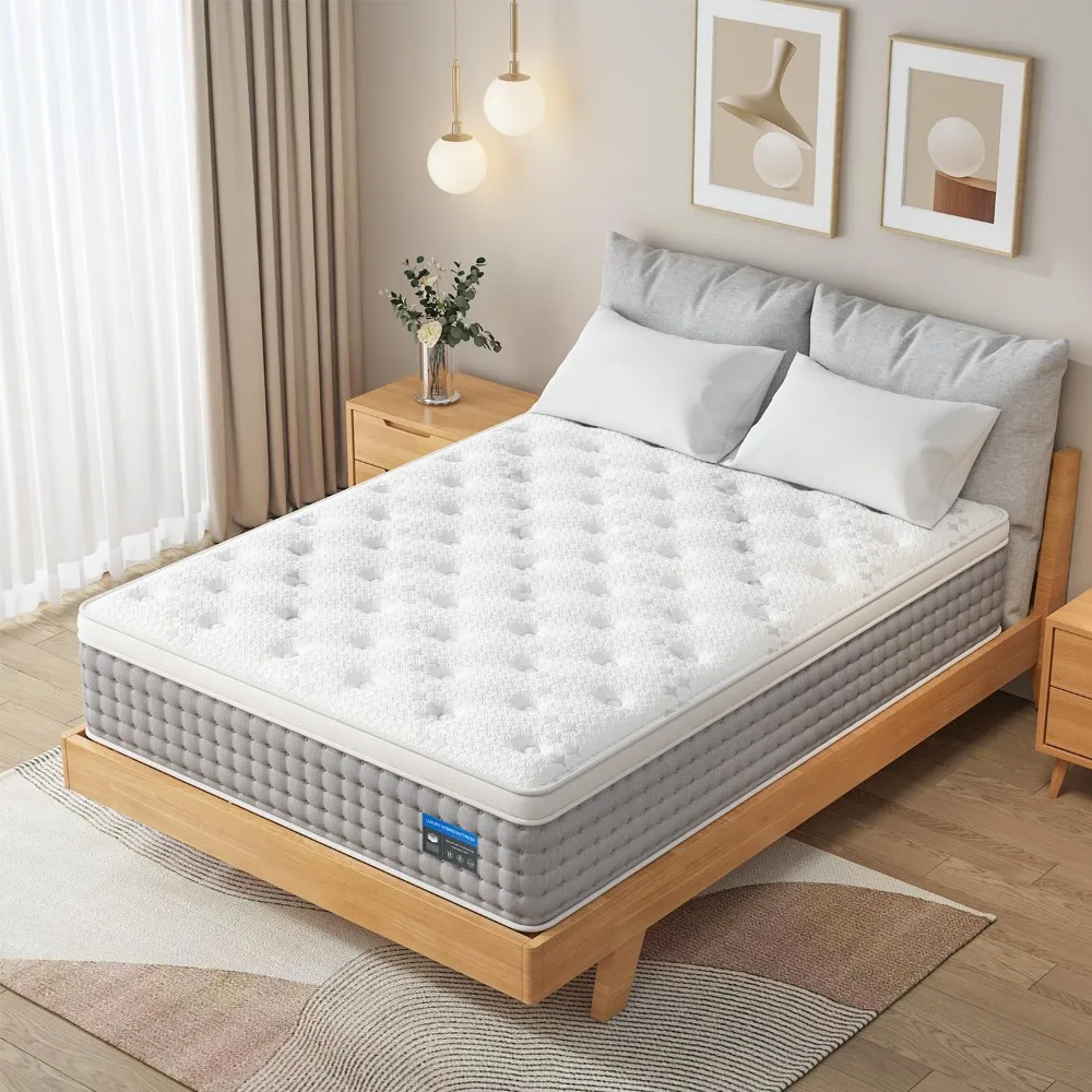 Mattress, 14 Inch Luxury Hybrid Mattress in A Box, Gel Memory Foam, Pressure Relief Individual Wrapped  Mattress, Mattresses