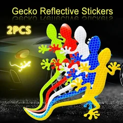 Pegatina reflectante para coche, marca de advertencia de seguridad, accesorios exteriores para coche, Reflector de luz de tira Gecko de advertencia de conducción nocturna, 2 uds.