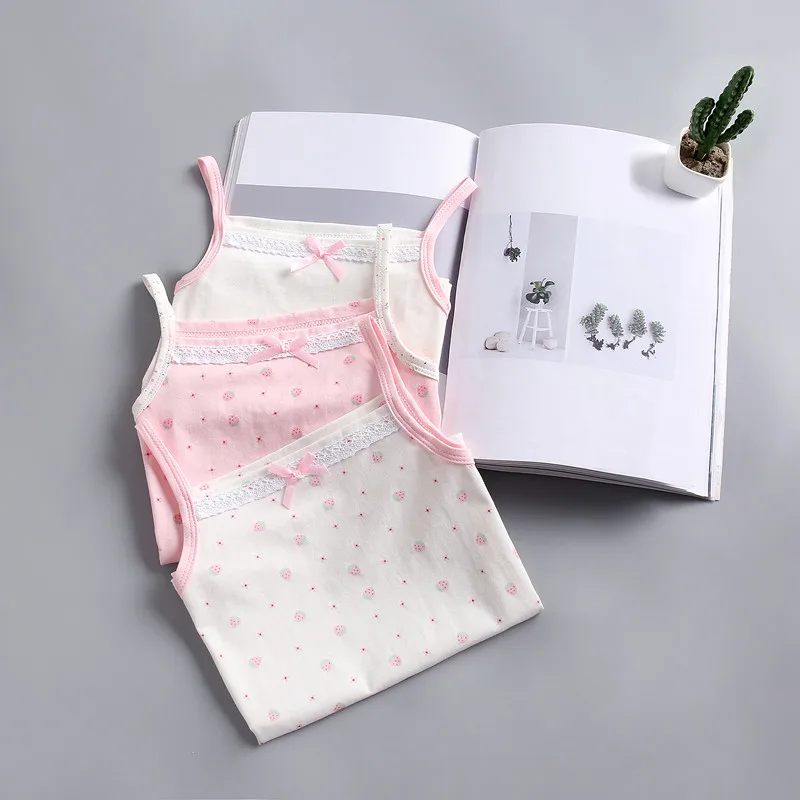 Ragazza Strawberry Prints canotta Top Shirt bambini cotone traspirante Home Wear taglia 100-150 camicia intimo per bambini