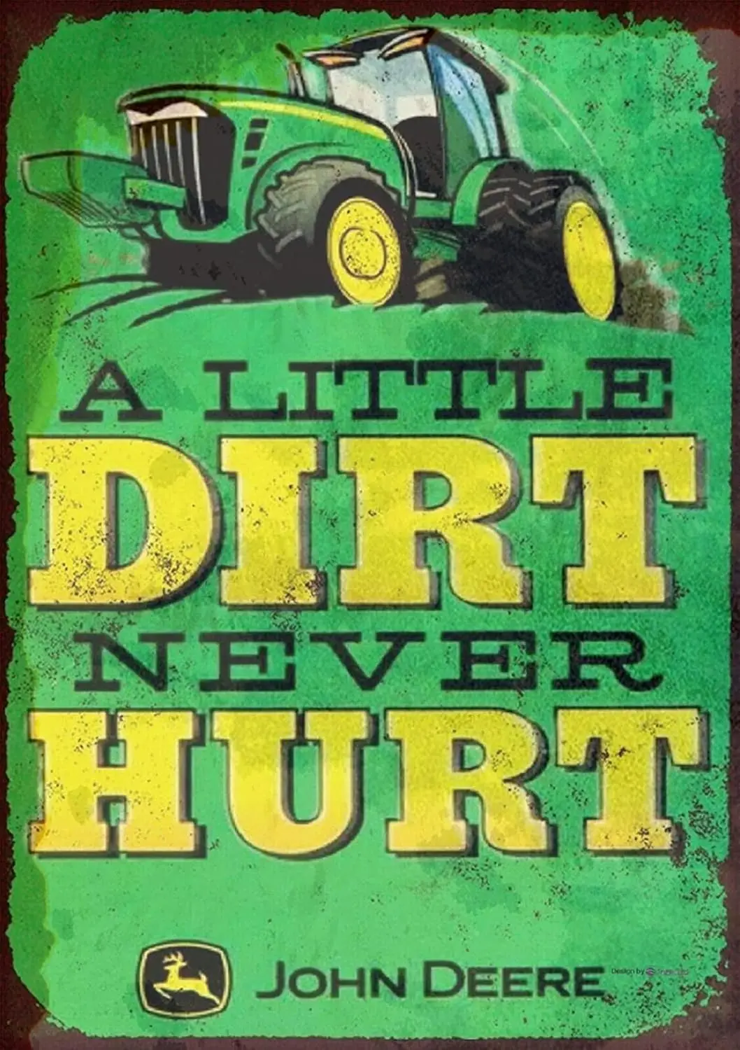 Y1,Tin Sign John Tractor A Little Dirt Never Hurt Metal Vintage Art Poster Plaque Garage Home Wall Decor 12;; X 8;; Sign, Green