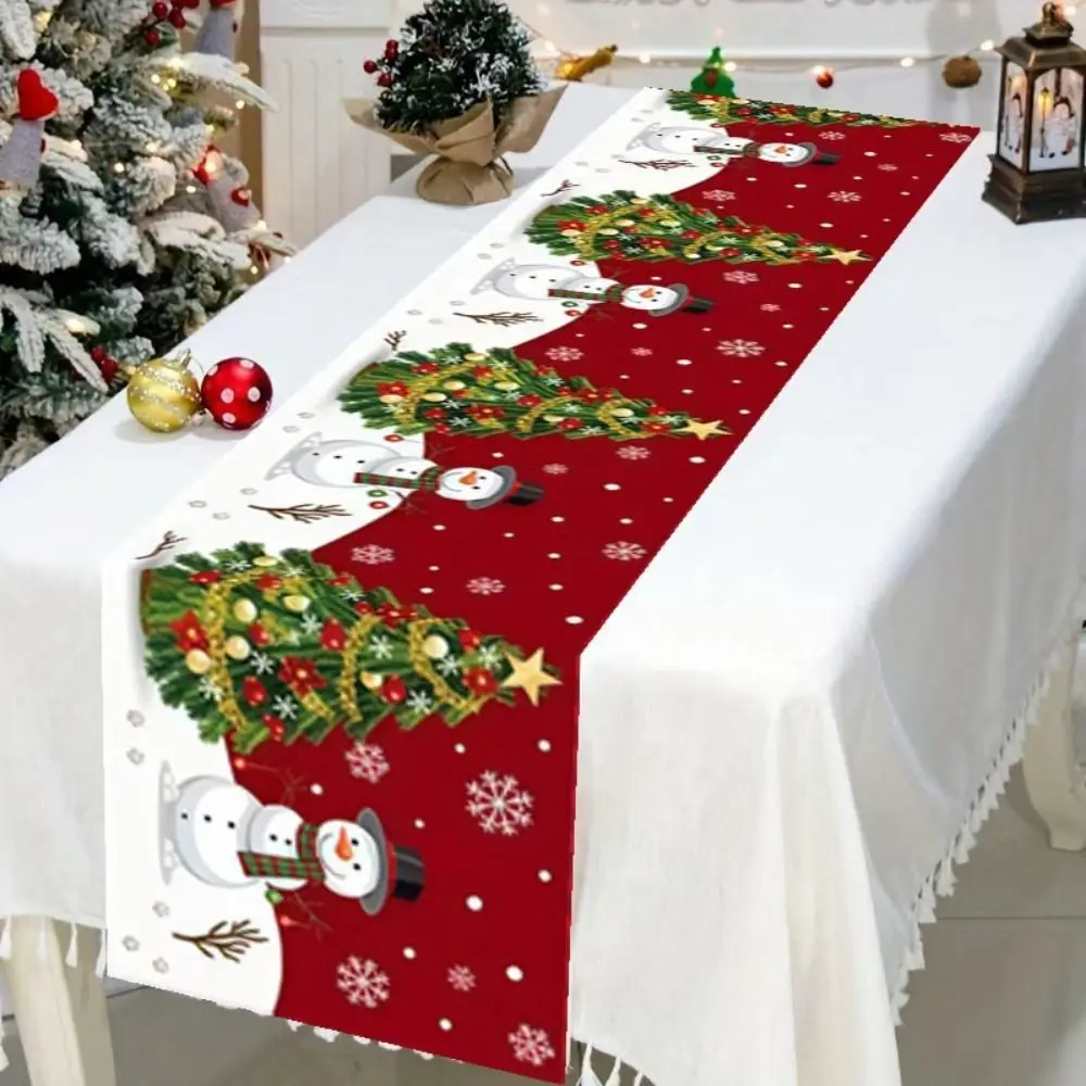 New Santa Claus Christmas Table Runner Snowman Elk Christmas Tablecloth New Year Table Decor Christmas Party