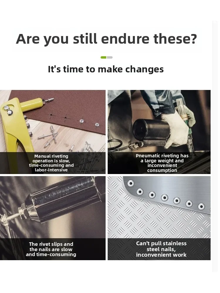 110V/220V Industrial Electric Rivet Gun Brushless Lithium Battery Automatic Charging Blind Riveter