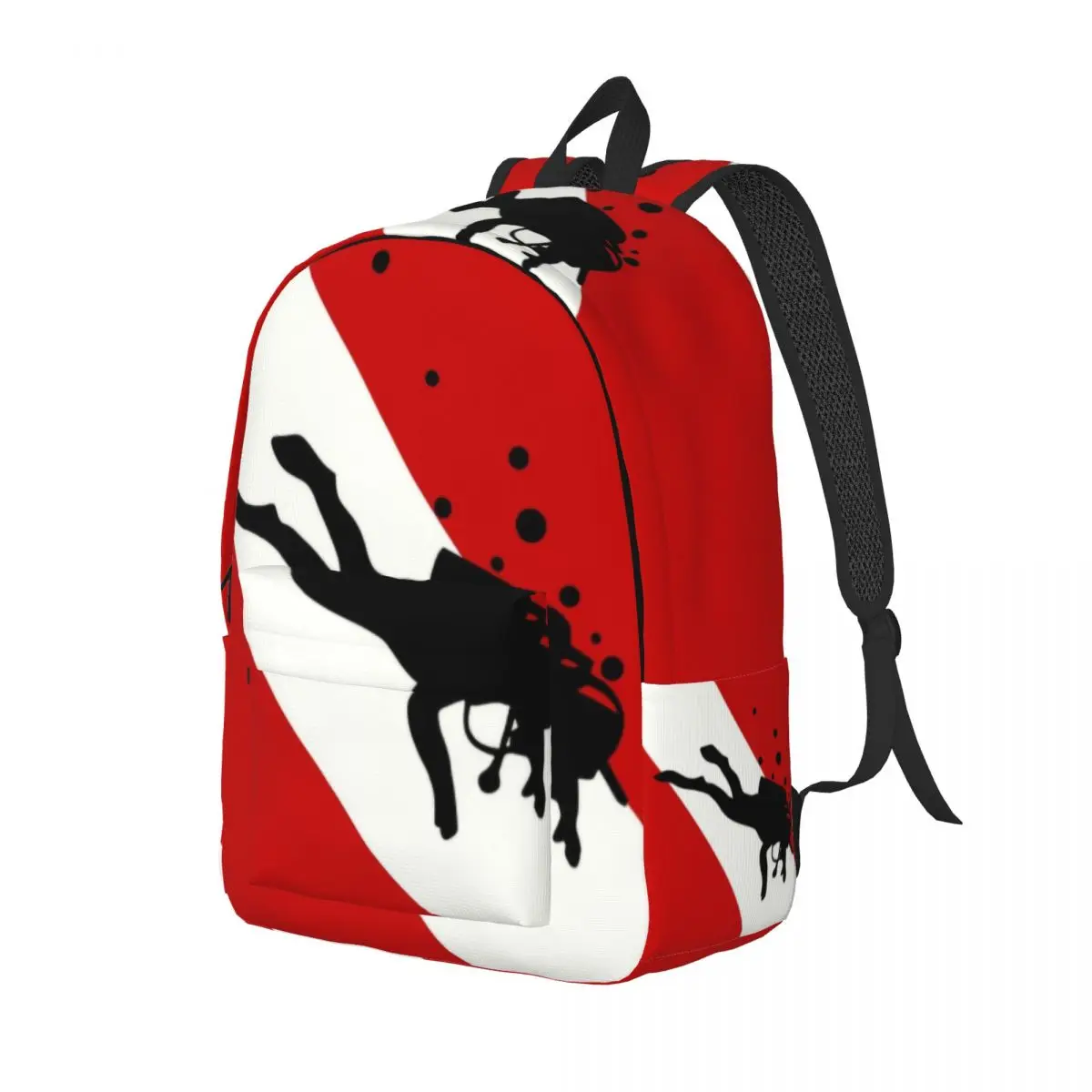 Scuba Dive Flag Bubble Canvas Backpack for Girls Boys Diving Diver College School Travel Bags Bookbag Fits 15 Inch Laptop