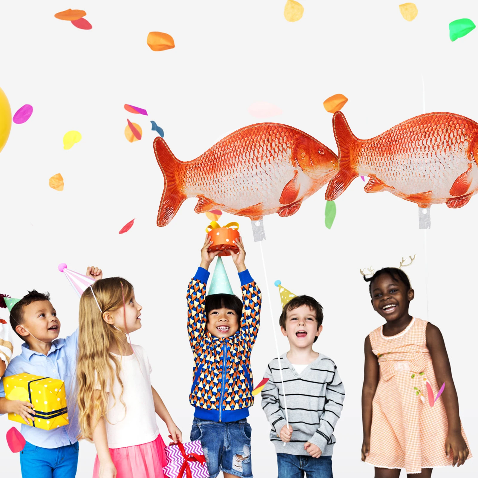 

6 Pcs Decorative Carp Aluminum Foil Animal Balloons Decorate Birthday Red Props Party Decorations