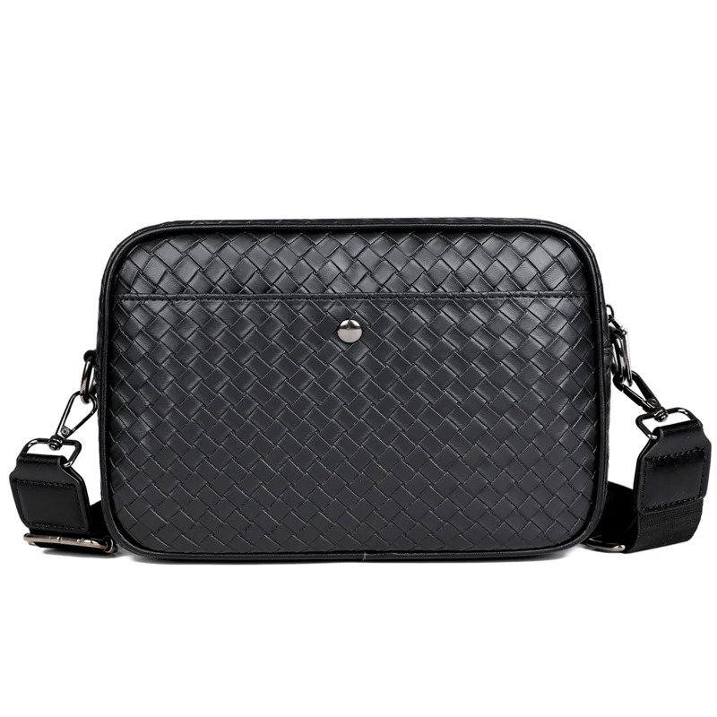 حقيبة رجالية رائعة وحرفية عالية الجودة بنمط منسوج كلاسيكي حقيبة كتف كروس عصرية ومتعددة الاستخدامات