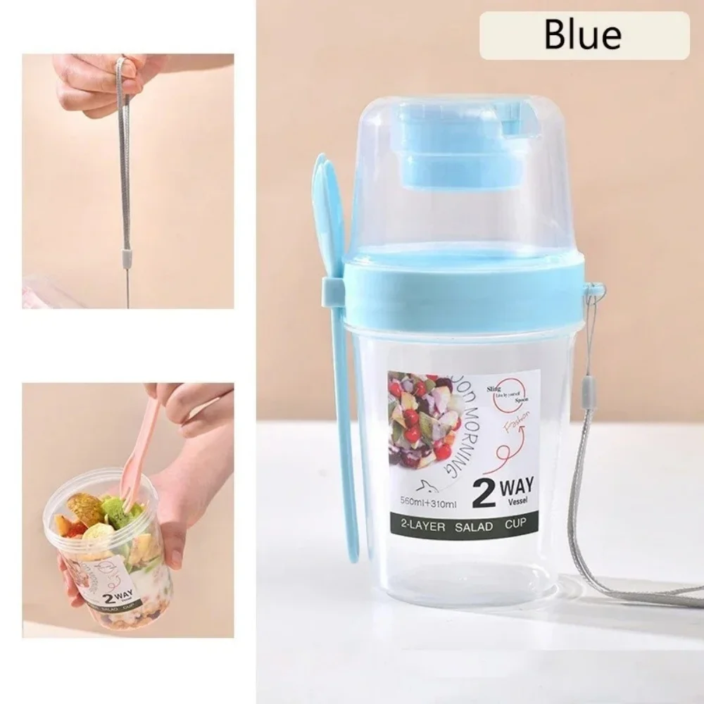 Tragbare Salat Tasse Frühstück Tasse Lebensmittel Stratifikation Joghurt Getreide Haferflocken Snacks Parfait Container Obst Box Tasse Mit Deckel Gabel