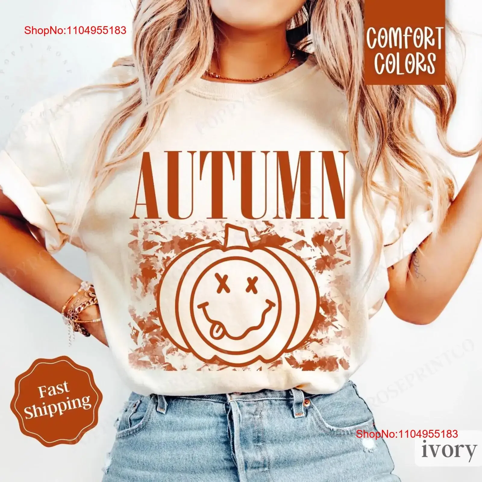 الخريف اليقطين تي شيرت المرأة الخريف الملابس النسائية المتضخم Crewneck الموسم خمر غسلها أوم أعلى لارتداء اليومي عارضة لينة #1