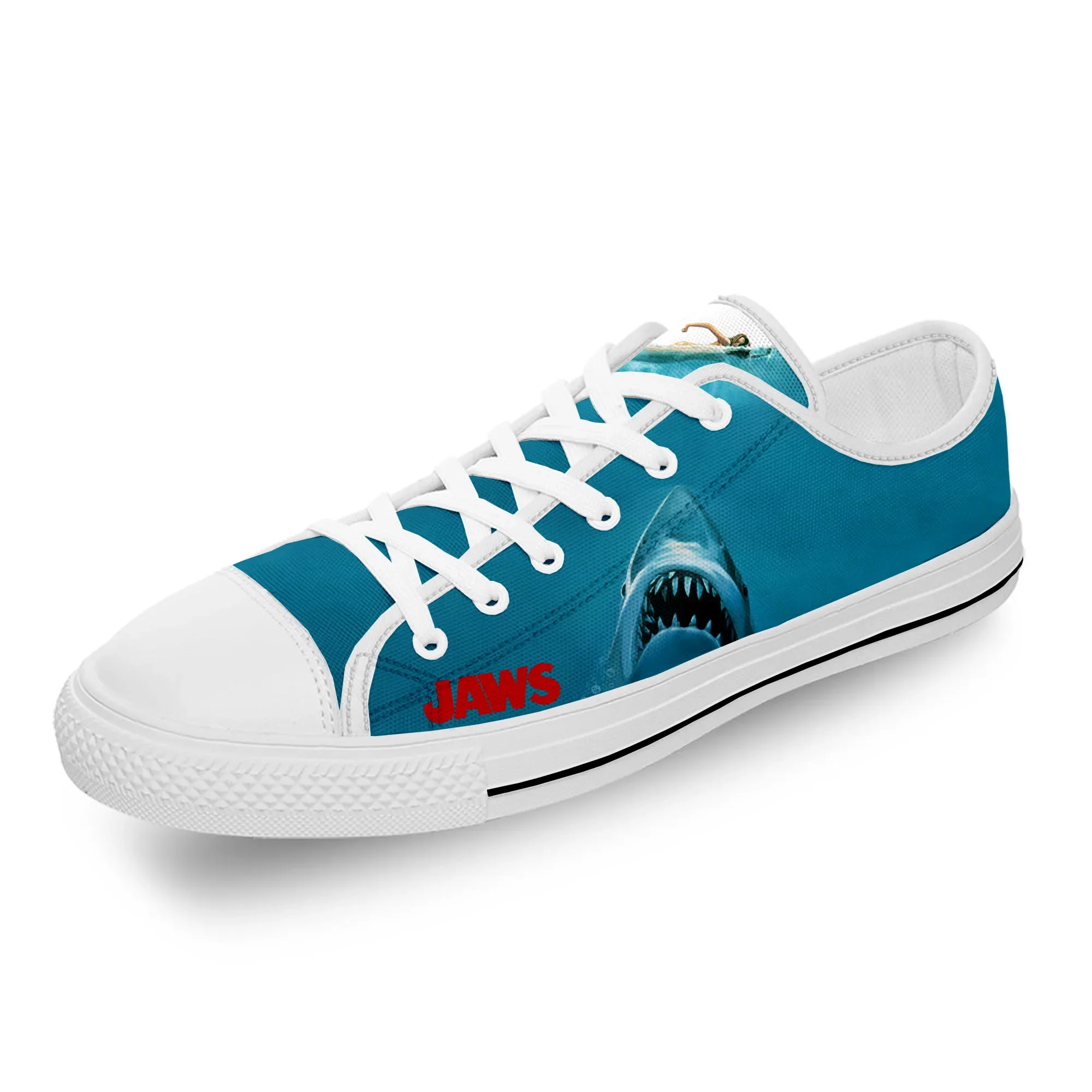 Jaws Movie Shark Horror White Funny Cloth 3D Print Low Top Canvas Fashion Shoes Men Women Lightweight Breathable Sneakers