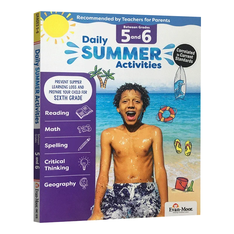 

Evan-Moor Daily Summer Activities, рабочая тетрадь для 5-6 классов, возраст 9, 10, 11 12, английская книга 9781629384887
