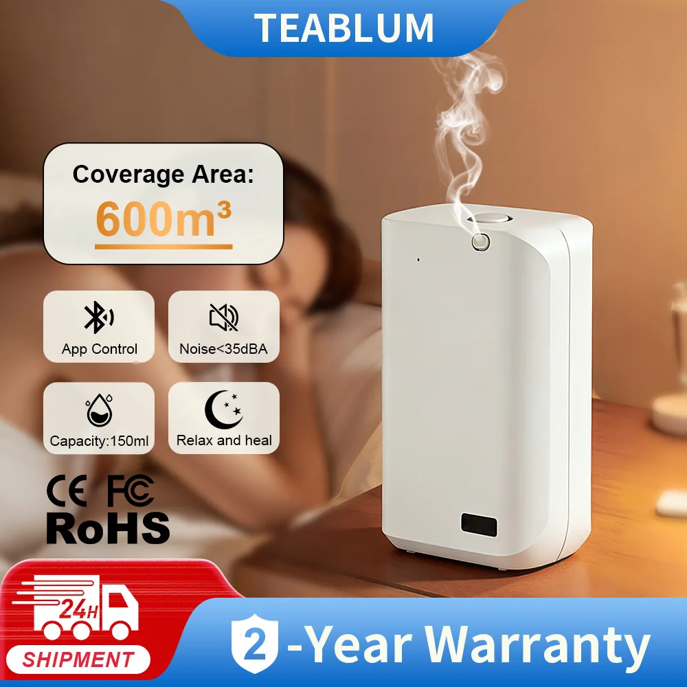 

TEABLUM 300m³ Bluetooth Scent Diffuser Air Freshener Scent Diffuser Machine with For Bathroom for Household and Business Use