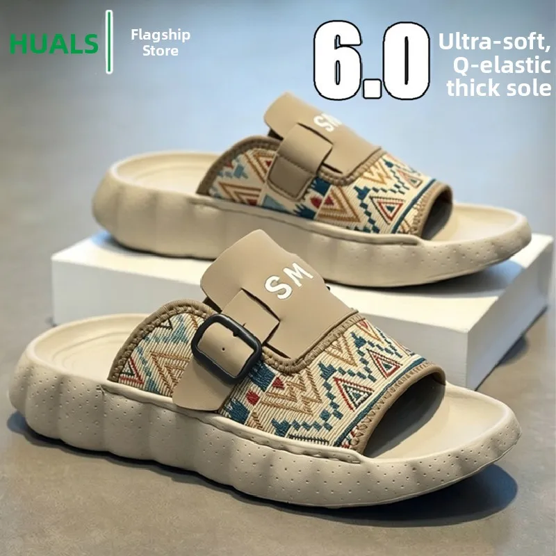 

Birkent Style Men's Slippers Summer Outdoor Wear-Resistant Anti-Slip Thick Bottom Sandals Casual Beach Shoes Korean Version