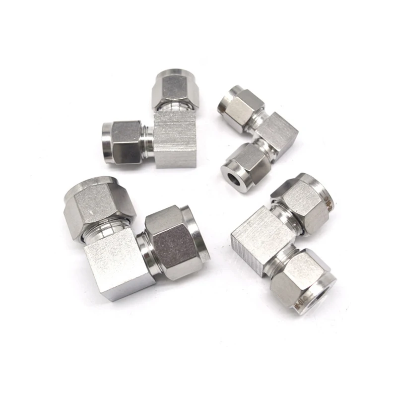 Double Ferrule 90 Equal elbow 304 Stainless Steel 6mm 8mm 10mm Tube Instrument gas source oil pipe ferrule joint Fitting