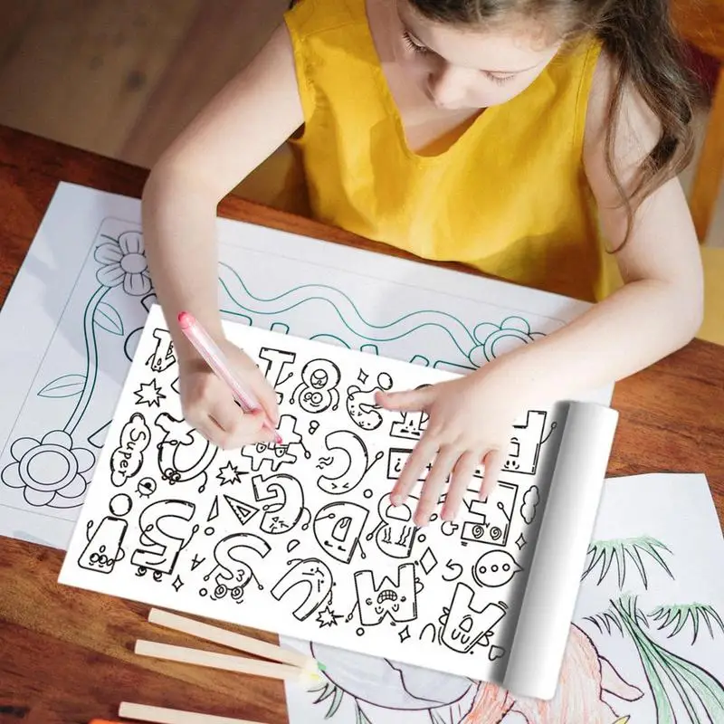 Rotolo da disegno per bambini 118 X 11,8 pollici Pittura murale appiccicosa Carta di riempimento a colori Giocattoli educativi precoci per la casa dell'asilo