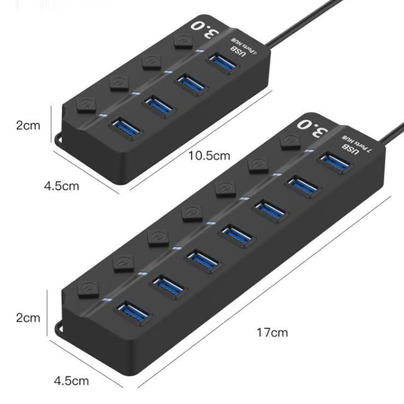 USB3.0 HUB Expander for Computer Peripherals (Mouse, Keyboard, Hard Drive, USB Flash Drive), 4 or 7 Headers Extender