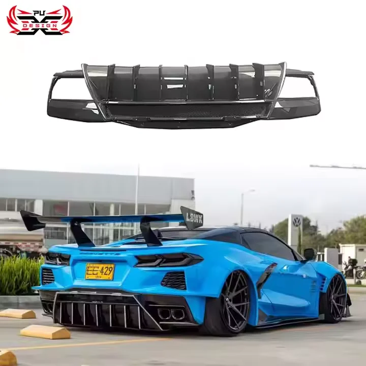 

Углеродное волокно для Chevrolet Corvette C8 5VM стиль задний диффузор задний бампер нижняя часть корпуса комплект