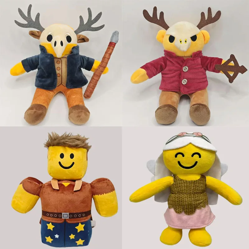 99 Nights In The Forest ぬいぐるみゲーム 茶髪の男 黒い服を着たエルク鹿のぬいぐるみ枕 子供用クリスマスプレゼント