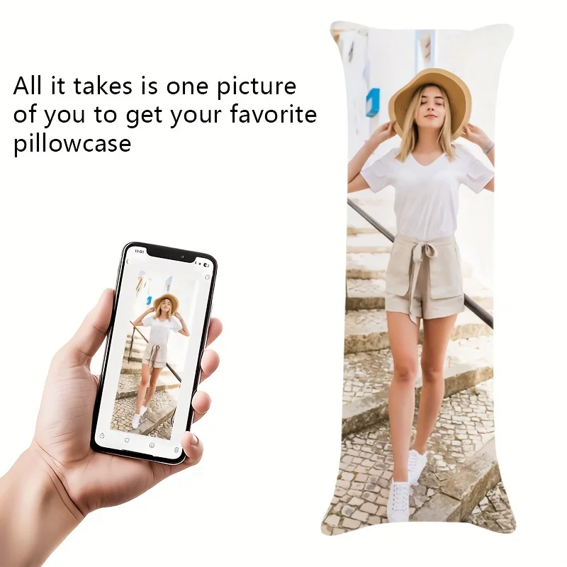 Custom Photo Printed Long Body Pillow Cover, Personalized Picture Sublimation Body Pillowcase for Home Sofa Only the pillowcase