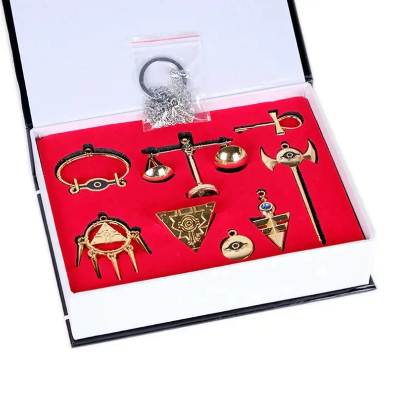 2025 ❤   جديد 8 قطعة/المجموعة مبارزة وحوش ميدالية مفاتيح معدنية Yugioh الألفية تأثيري الدعائم يوجي موتو كيرينغ موضة قلادة مجوهرات ★ ★