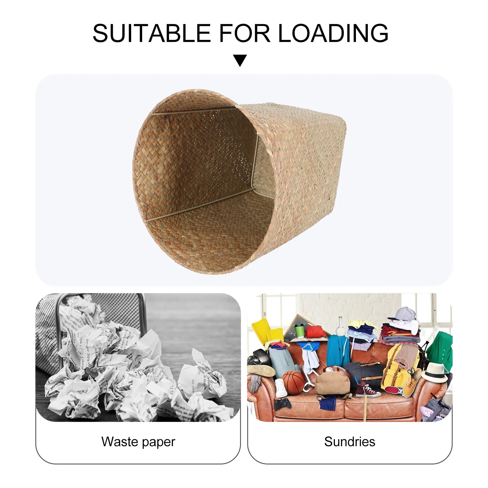 

1Pc Beautiful Straw Woven Trash Can MultiPurpose Household Decor Waste Bin Office Container