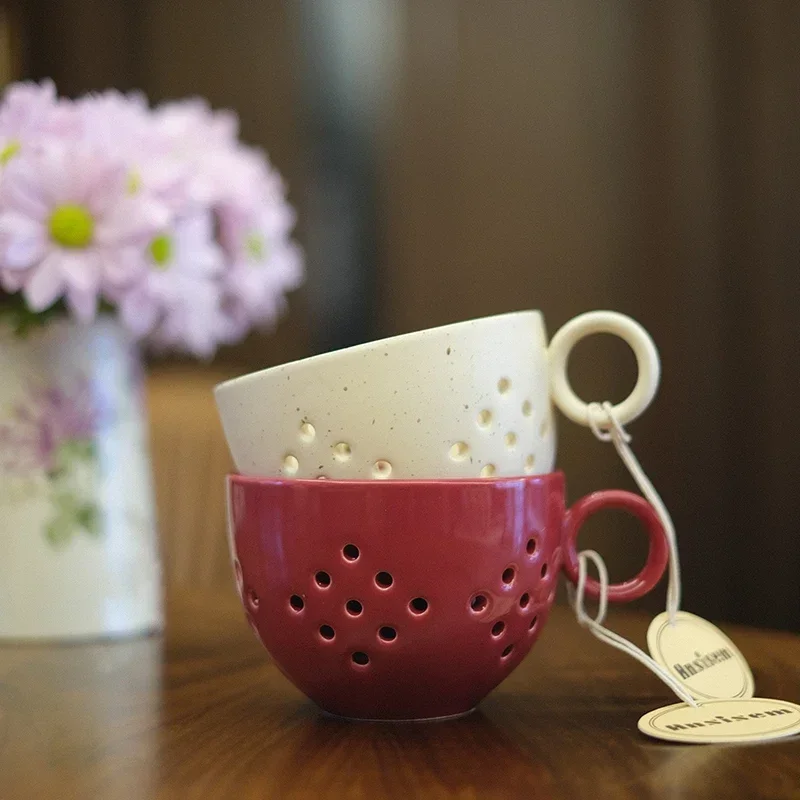 Ceramic Colander Berry Baskets, Round Fruit Bowl With Holes, Fruit Baskets For Kitchen,Small Container For Berries,Grape,Cherry