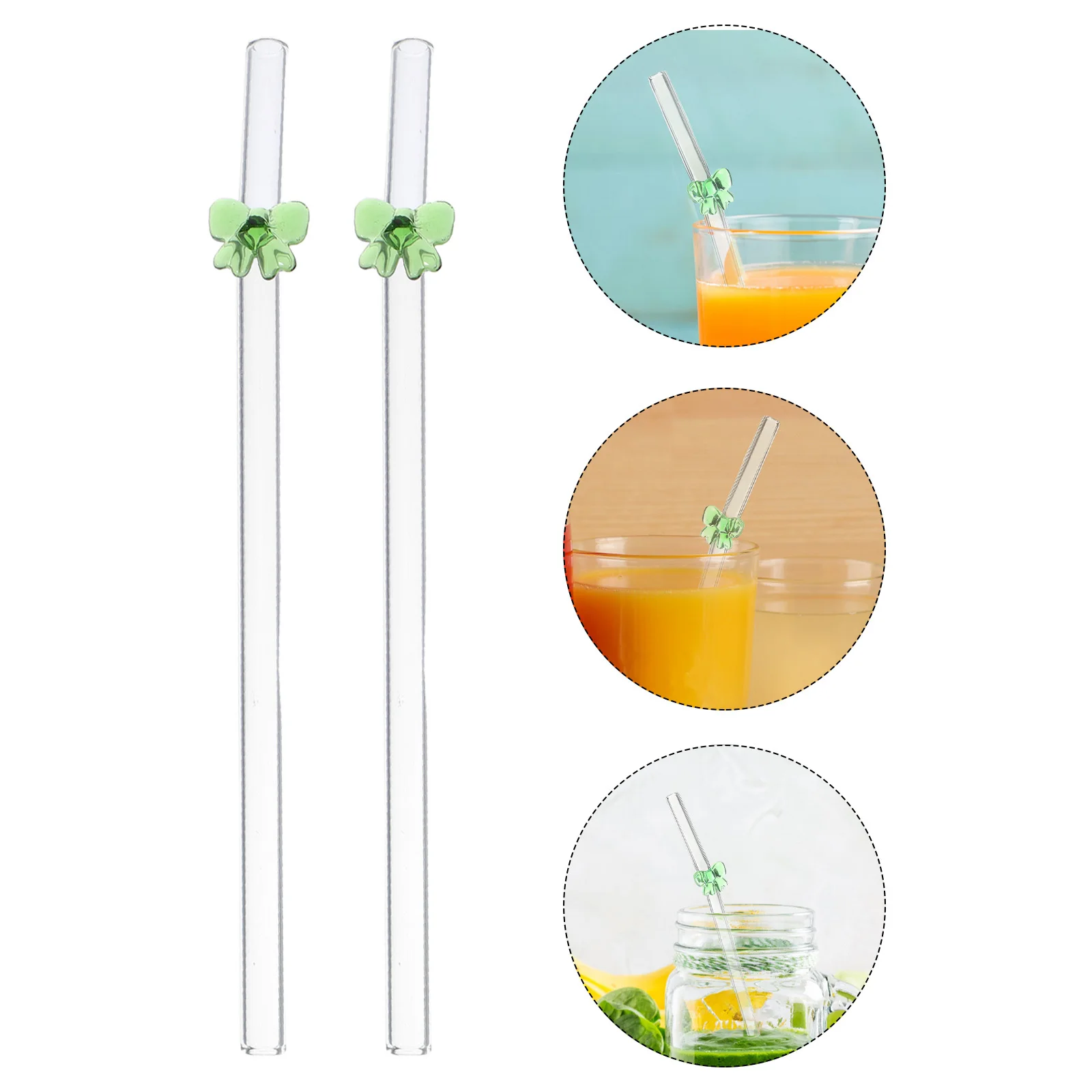 

2Pcs Glass Bow Straws Reusable Decorative Drinking Straws for Juices Smoothies Tea Celebrations Parties Glass Straw